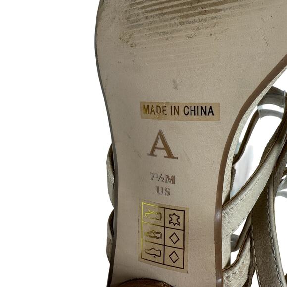 Anthropologie Quinn Strappy Heels Lace-Up Sandals Shoes Beige Tan Size 7.5 - Picture 15 of 15